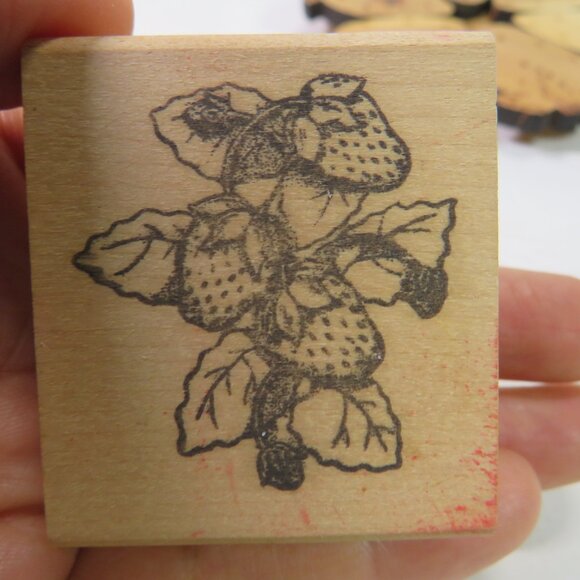 strawberries wood trivet and rubber stamp Fruit Food - Picture 3 of 13